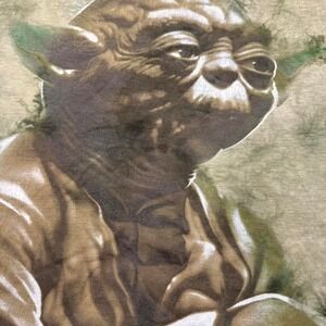 VTG Star Wars Yoda distressed Green tie dye T-shirt large